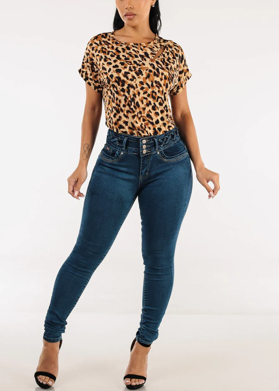 Butt Lift High Waist Skinny Jeans Blue w Lace Up Design sold by Moda product image thumbnail 2