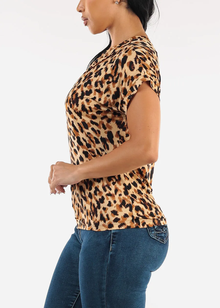 Short Sleeve Round Neck Stretchy Animal Print Blouse sold by Moda product image thumbnail 3