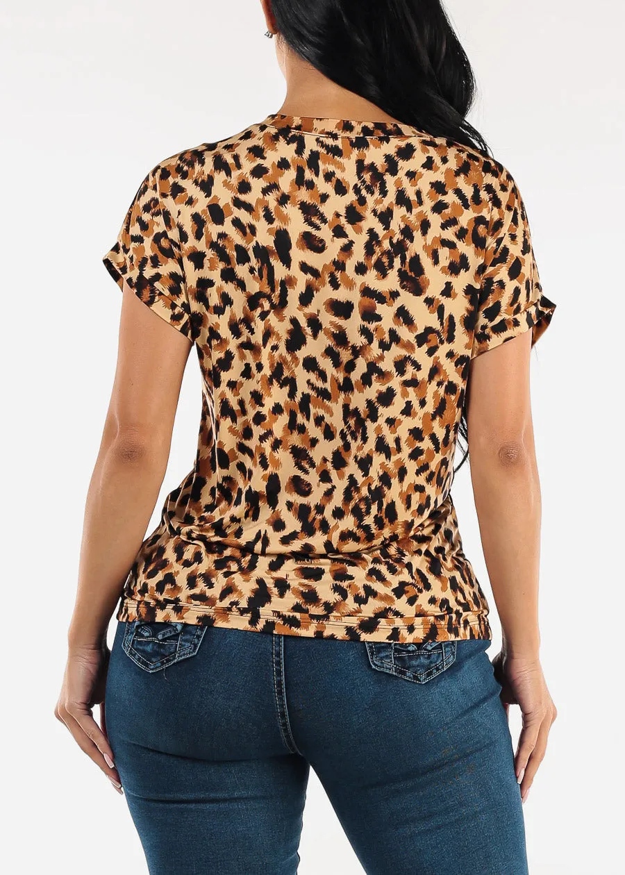 Short Sleeve Round Neck Stretchy Animal Print Blouse sold by Moda product image thumbnail 4