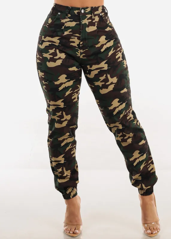 High Stretch High Waisted Camo Jogger Jeans sold by Moda