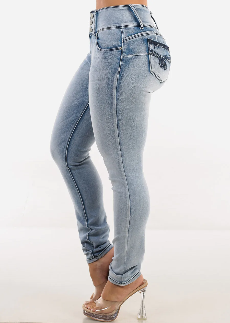 Butt Lift Mid Rise Acid Wash Stretch Skinny Jeans sold by Moda product image thumbnail 5