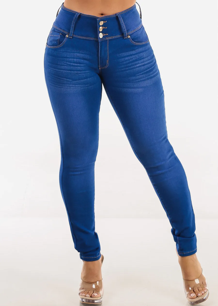 Butt Lift Mid Rise Stretchy Skinny Jeans Royal Blue sold by Moda product image thumbnail 4