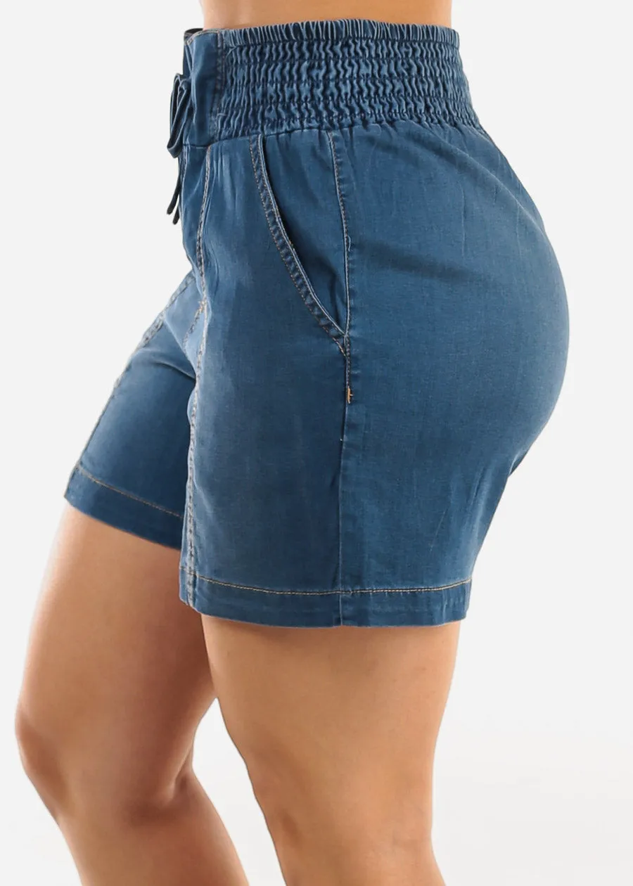 Smocked Spandex Waist Denim Short med Blue sold by Moda product image thumbnail 3