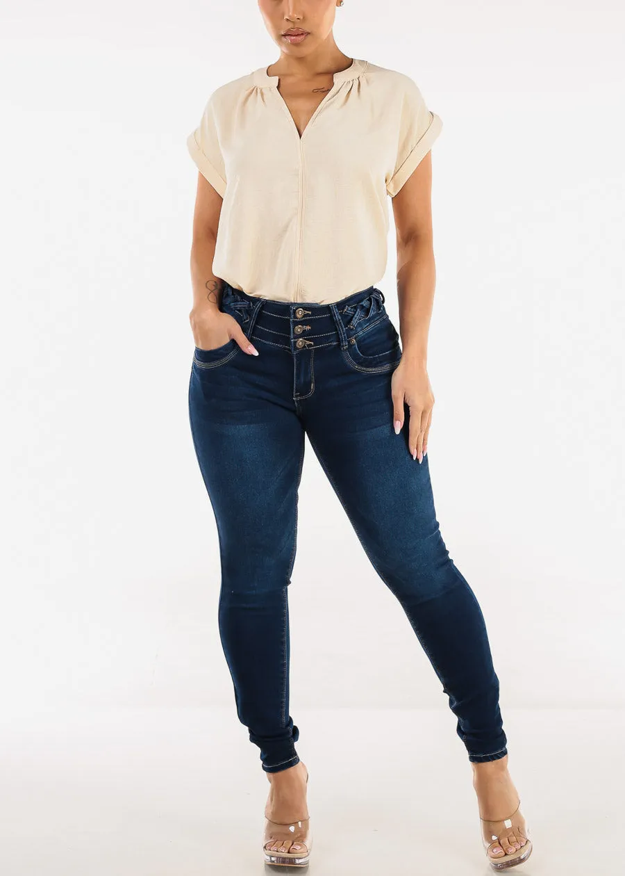 Casual Short Sleeve Vneck Lightweight Blouse Beige sold by Moda product image thumbnail 4