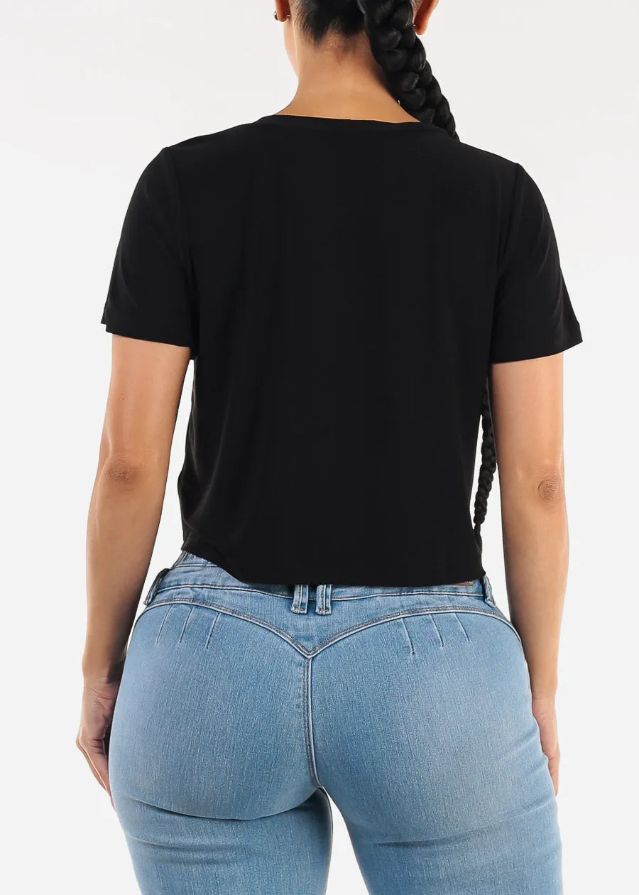 Stretchy Short Sleeve Crewneck Top Black sold by Moda product image thumbnail 4