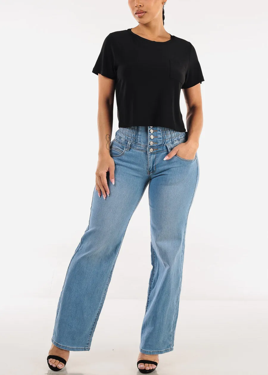 Stretchy Short Sleeve Crewneck Top Black sold by Moda product image thumbnail 5