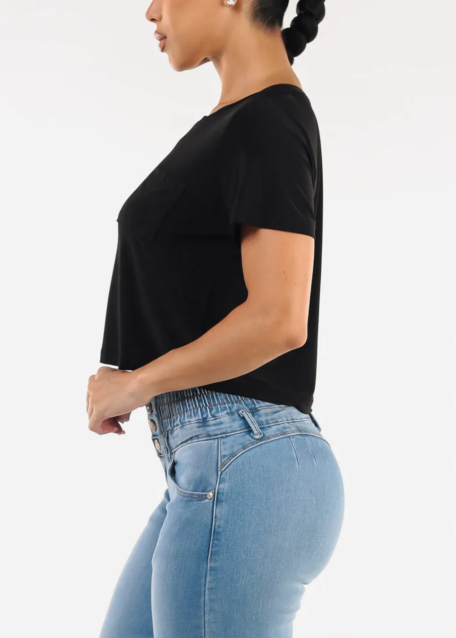 Stretchy Short Sleeve Crewneck Top Black sold by Moda product image thumbnail 3