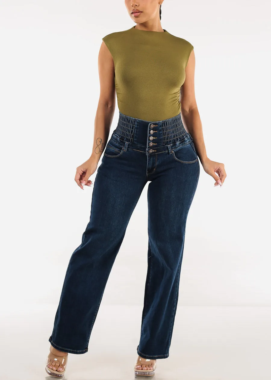 Stretchy Mock Neck Sleeveless Ruched Top Olive sold by Moda product image thumbnail 5