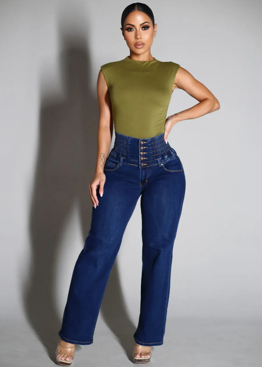 Stretchy Mock Neck Sleeveless Ruched Top Olive sold by Moda product image thumbnail 2