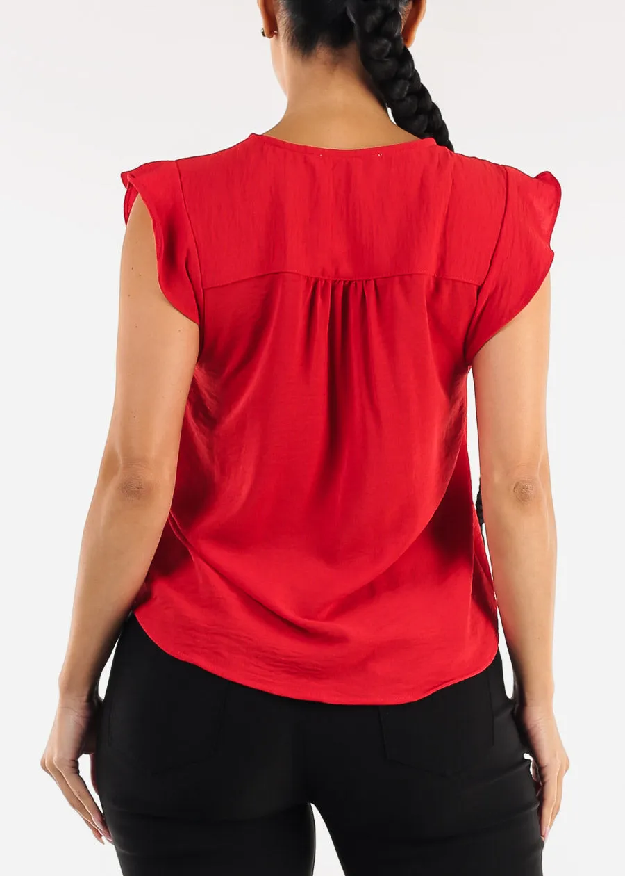 Short Sleeve Vneck Lightweight Blouse Red sold by Moda product image thumbnail 5