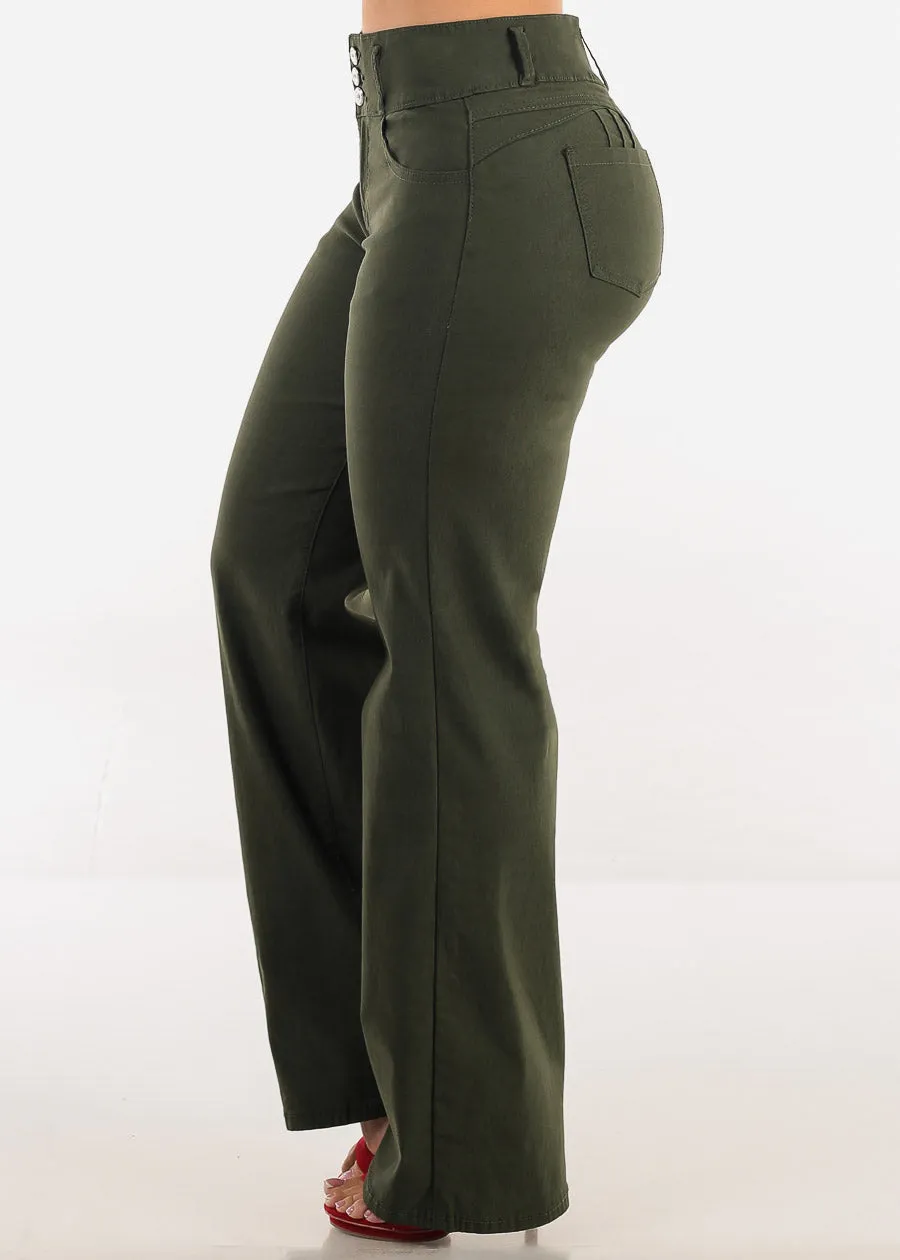 MX JEANS Butt Lift Hyper Stretch Straight Wide Leg Pants Olive sold by Moda product image thumbnail 5