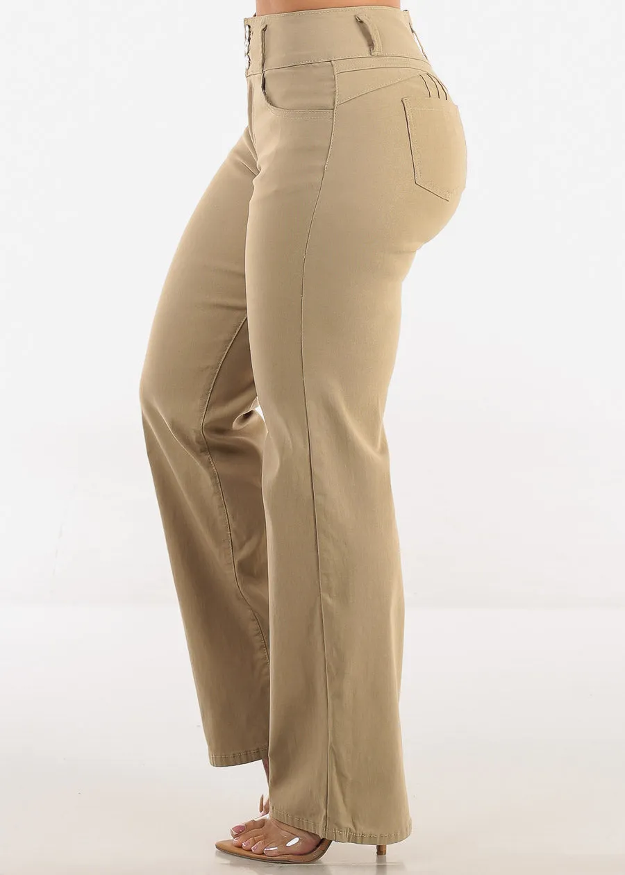 MX JEANS Butt Lift Hyper Stretch Straight Wide Leg Pants Khaki sold by Moda product image thumbnail 5