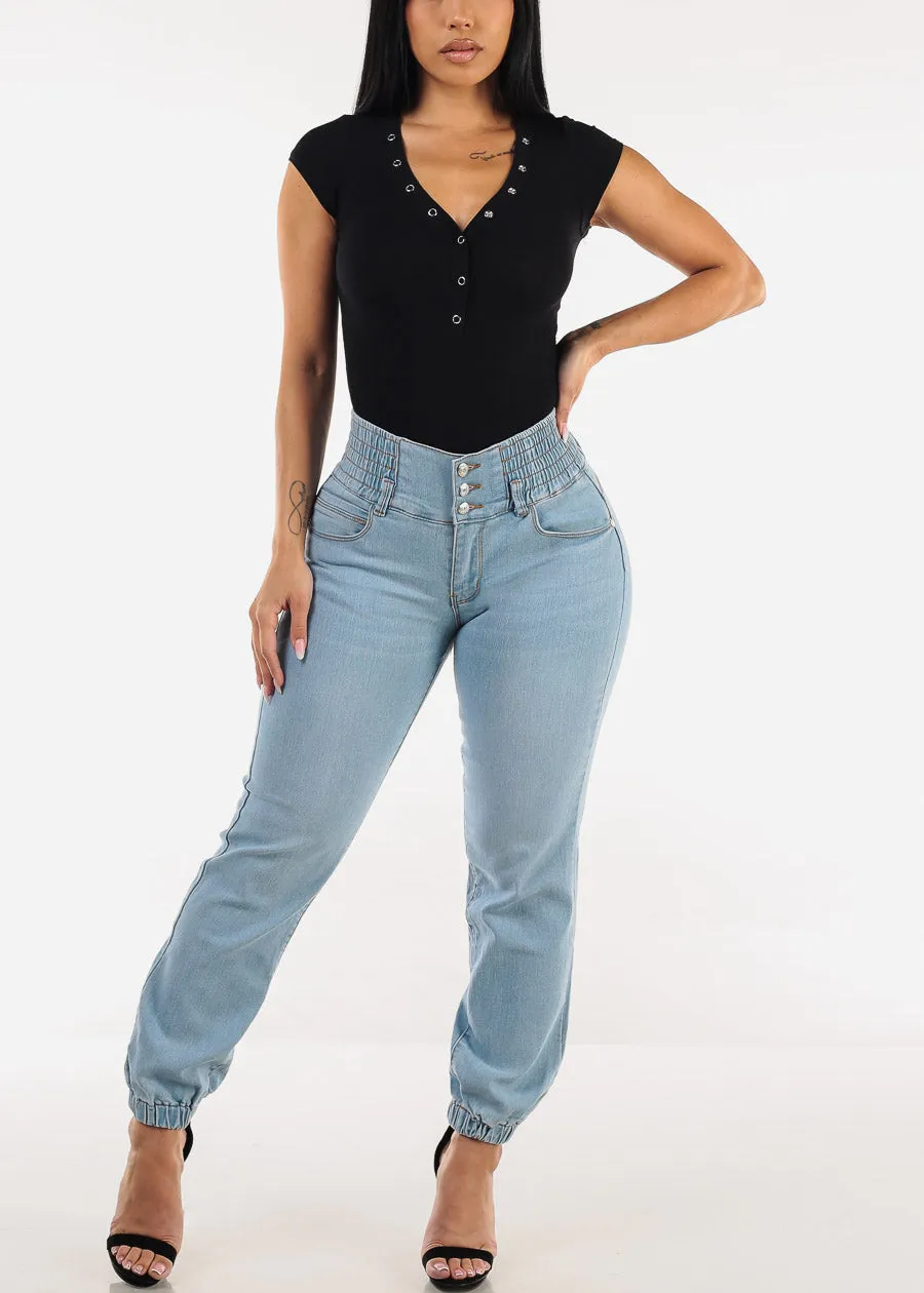 Short Sleeve Stretchy Ribbed Top Black sold by Moda product image thumbnail 5