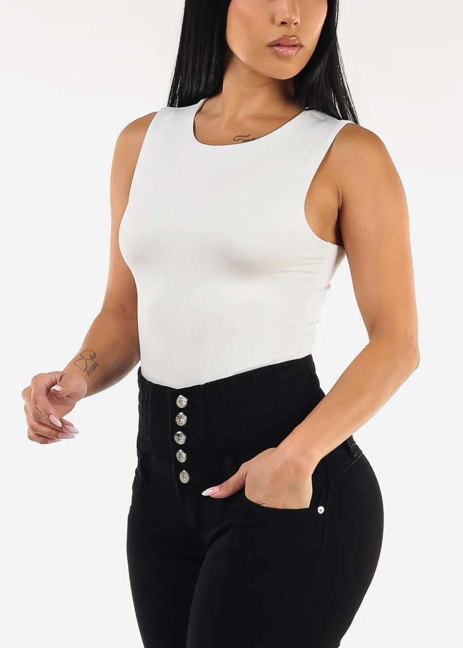 Sleeveless Crewneck White Stretch Thong Bodysuit sold by Moda product image thumbnail 5