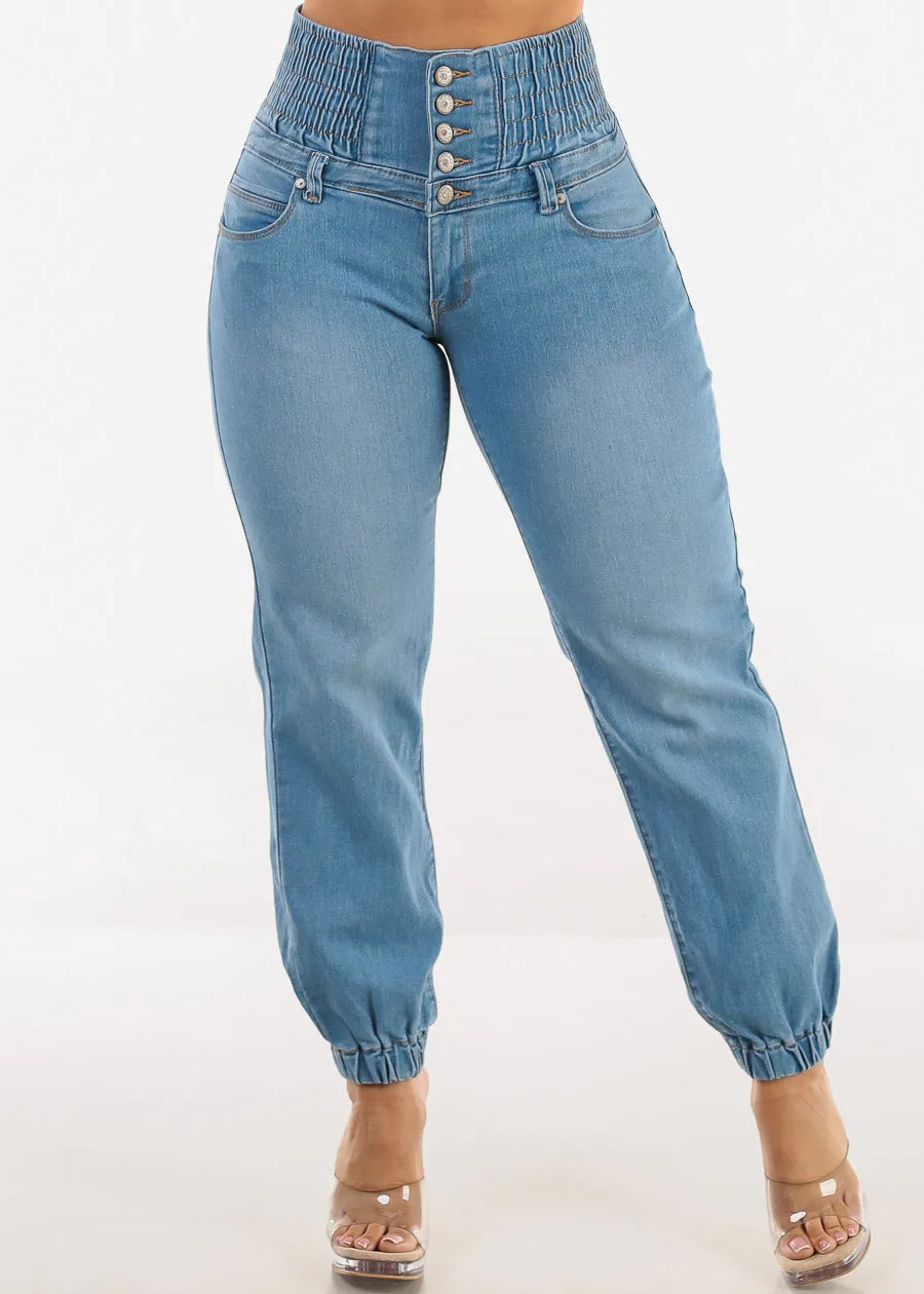 MX JEANS Butt Lift 5 Button Spandex Waist Jogger Jeans Light Wash sold by Moda product image thumbnail 5