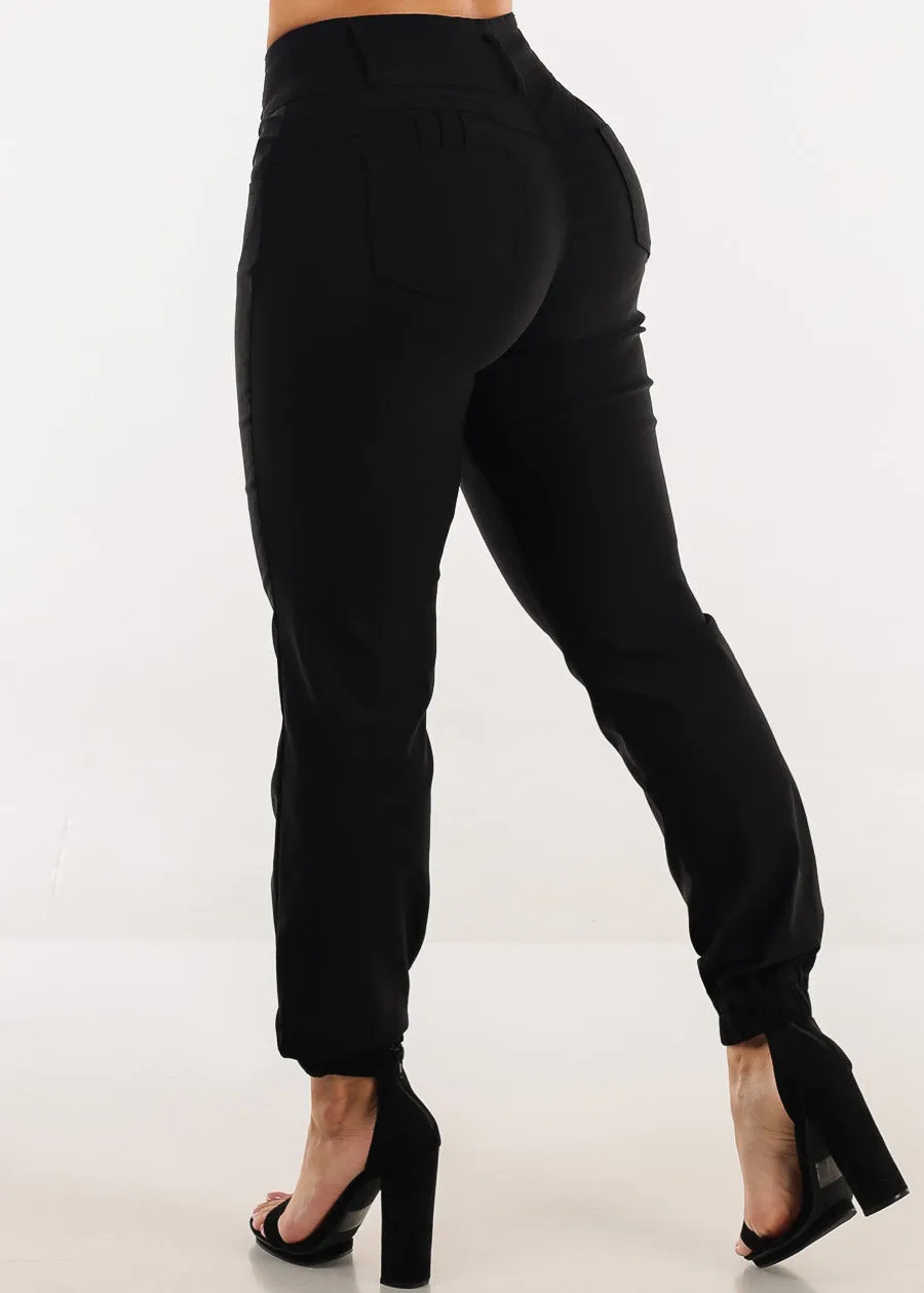 MX JEANS Butt Lift Hyper Stretch Jogger Pants Black sold by Moda