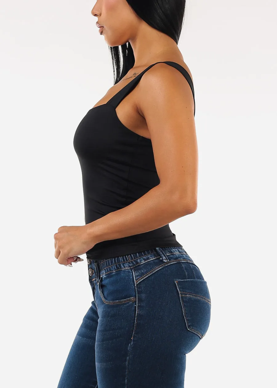 Sleeveless Square Neck Stretchy Top Black sold by Moda product image thumbnail 3