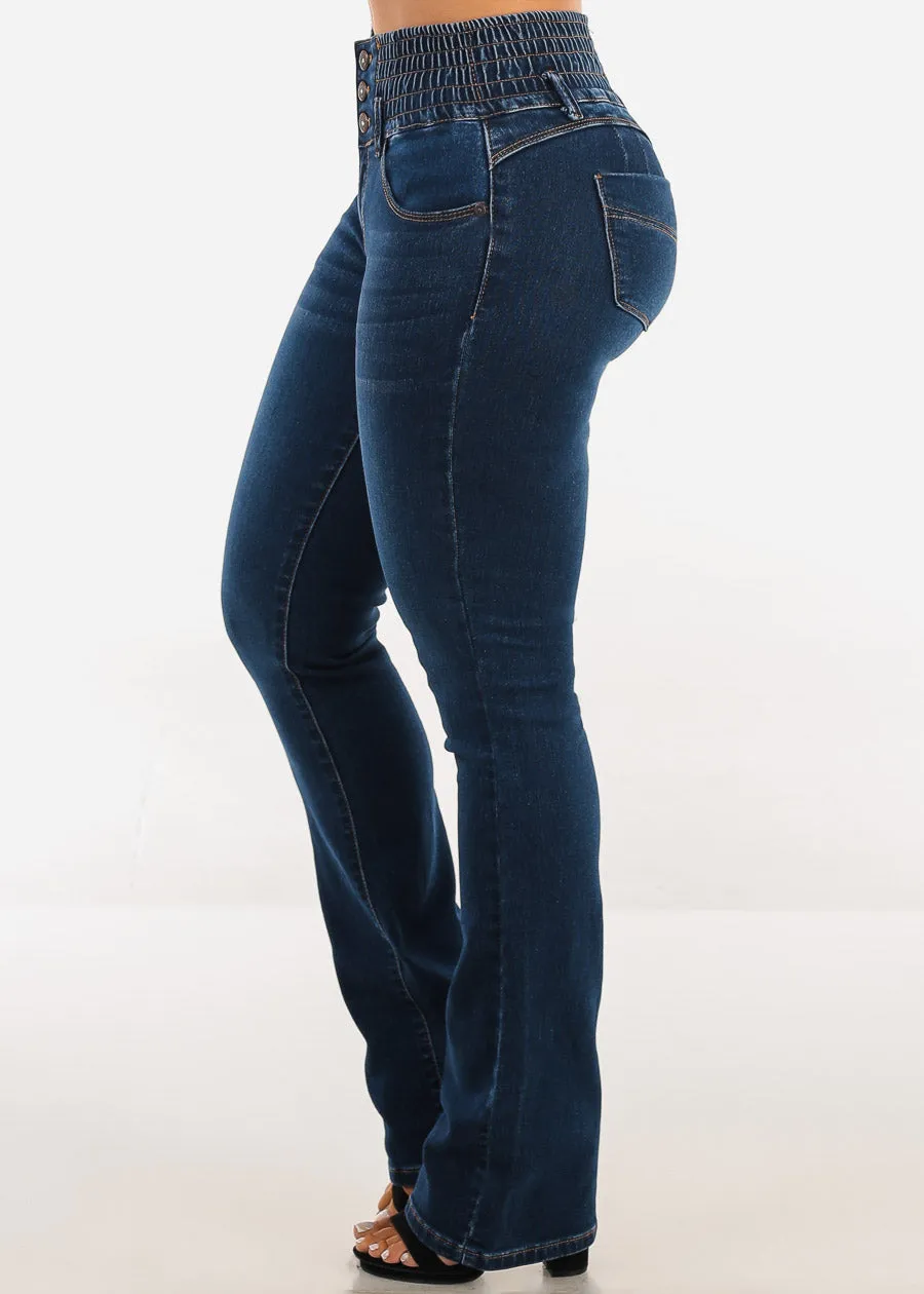 MX JEANS Butt Lift 3 Button Spandex Waist Bootcut Jeans Dark Wash sold by Moda product image thumbnail 5