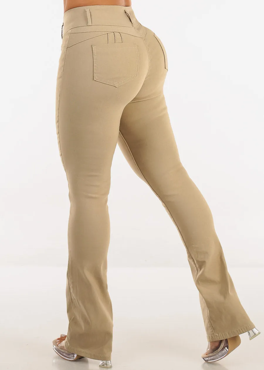 MX JEANS Butt Lift Hyper Stretch Bootcut Pants Khaki sold by Moda