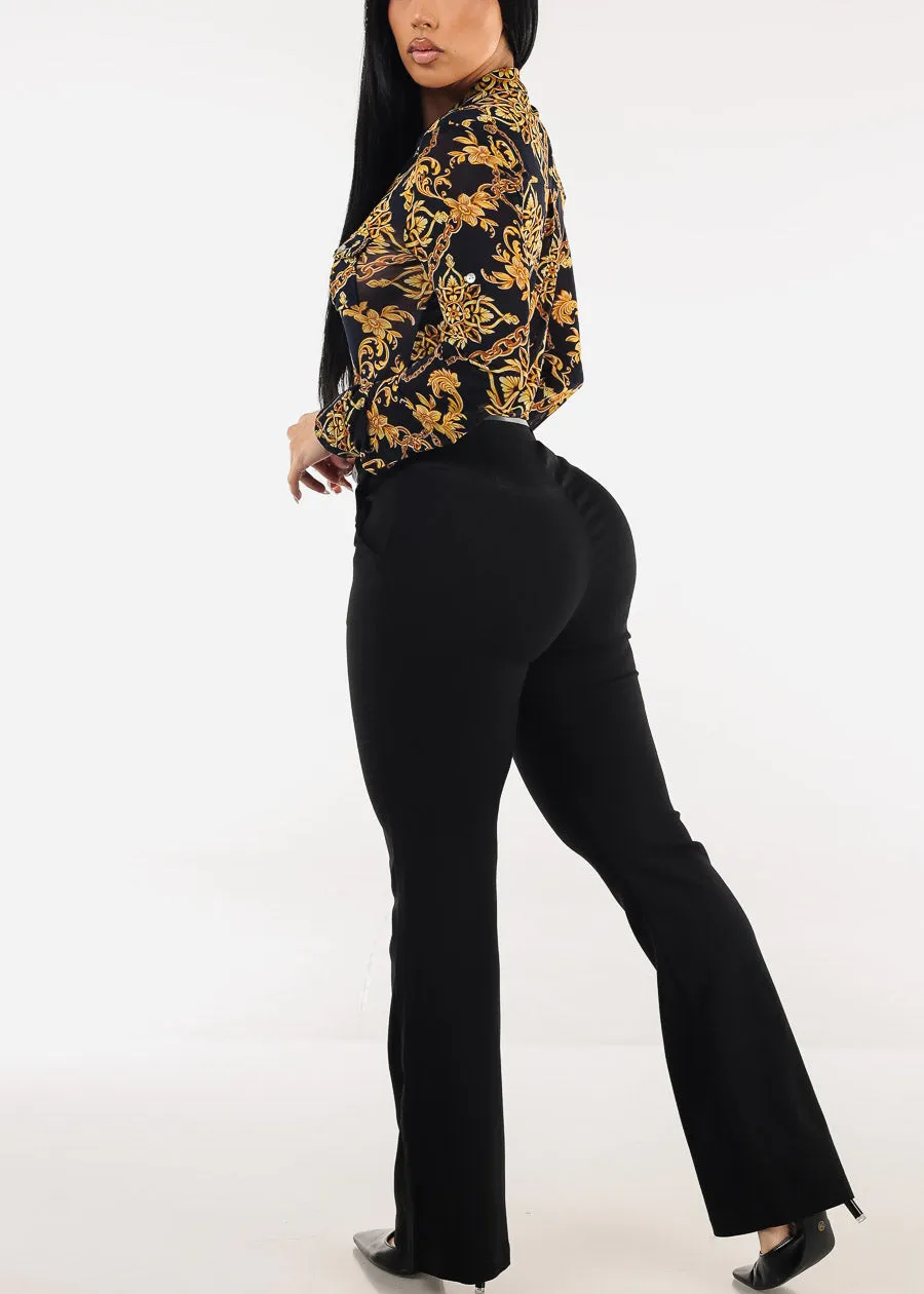 High Waisted Stretch Bootcut Dress Pants Black sold by Moda product image thumbnail 5