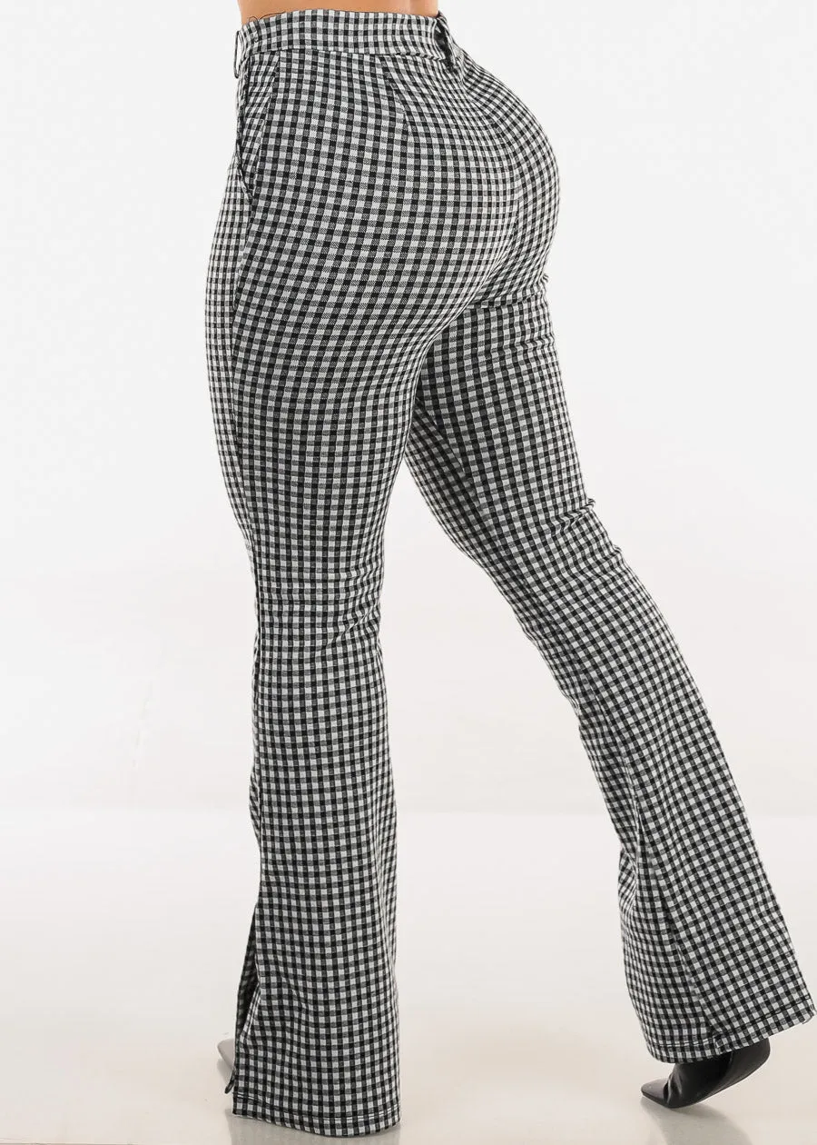 Butt lift High Waist Plaid Flared Pants B&W sold by Moda