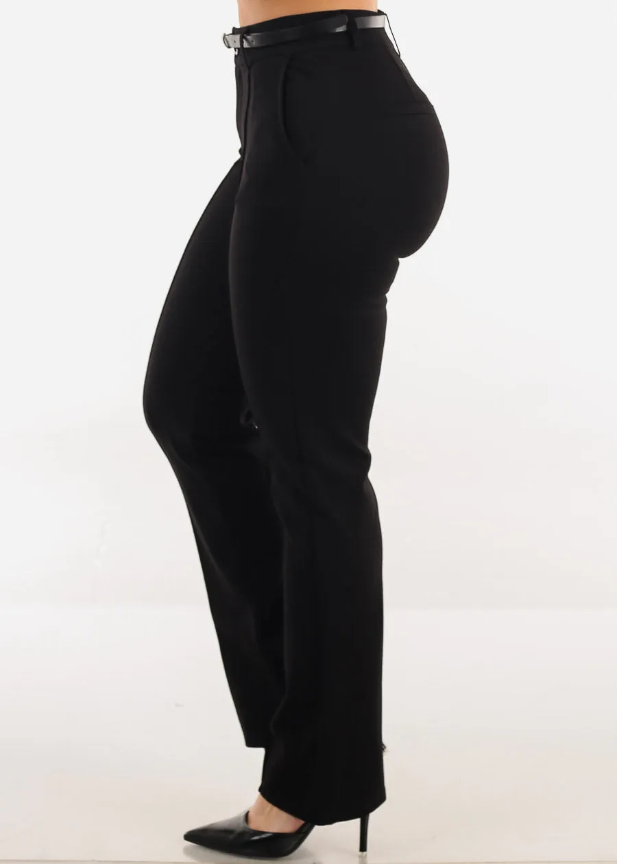 High Waisted Stretch Bootcut Dress Pants Black w Belt sold by Moda product image thumbnail 3