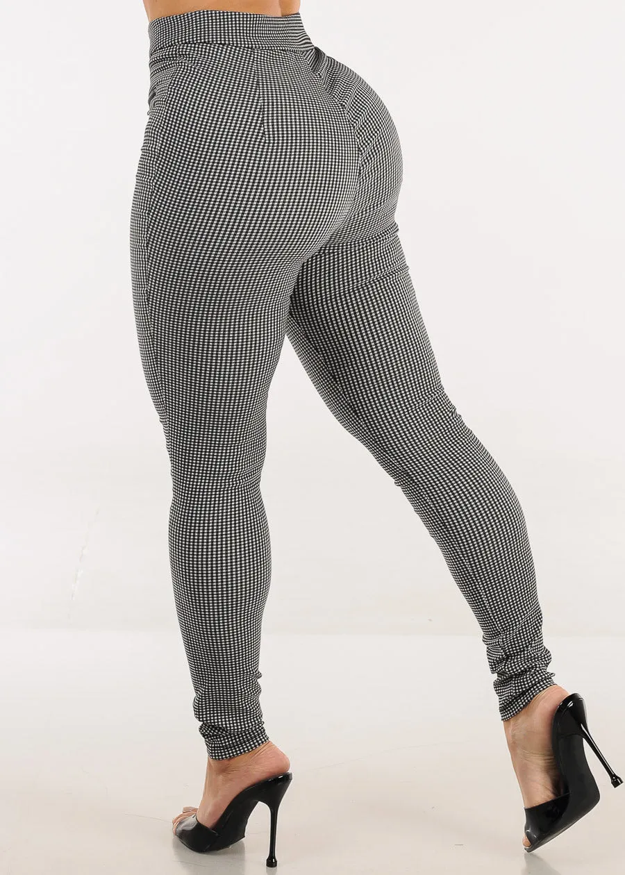 Butt lift Super High Waist Plaid Stretch Skinny Pants Black sold by Moda product image thumbnail 5