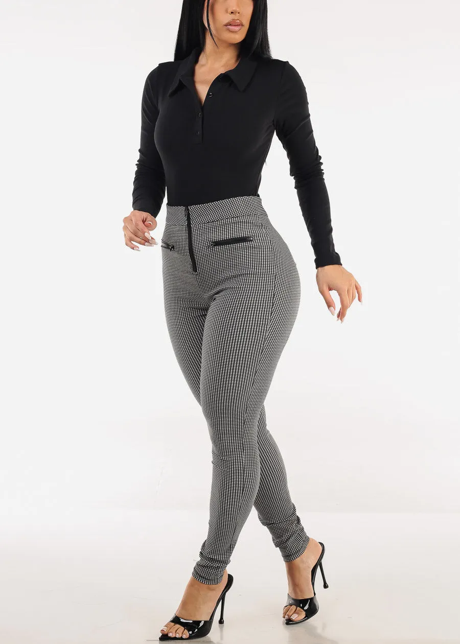 Butt lift Super High Waist Plaid Stretch Skinny Pants Black sold by Moda product image thumbnail 2