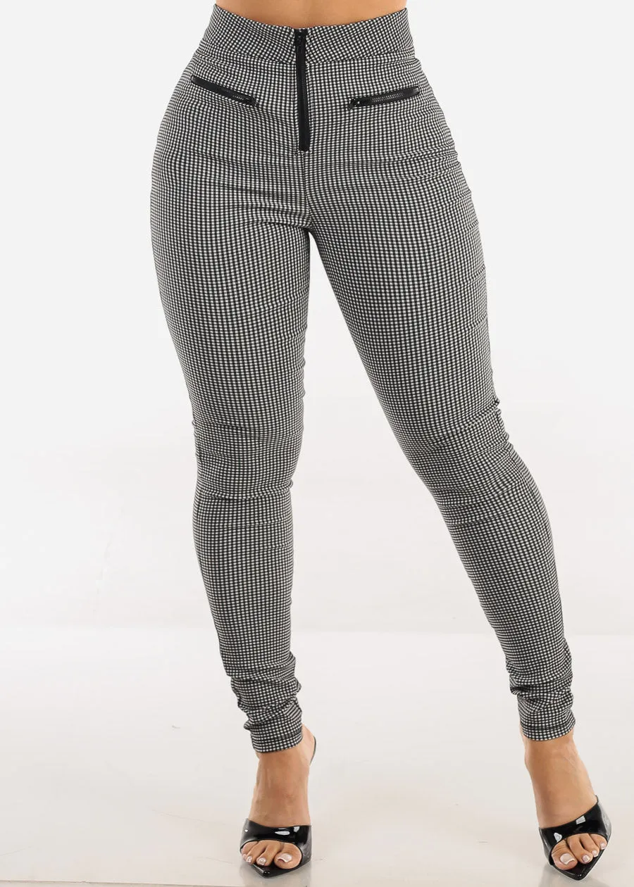 Butt lift Super High Waist Plaid Stretch Skinny Pants Black sold by Moda product image thumbnail 3