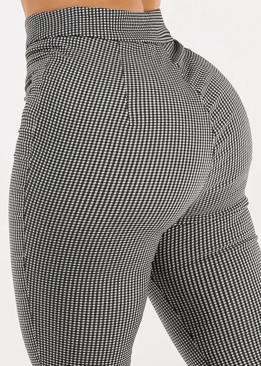 Butt lift Super High Waist Plaid Stretch Skinny Pants Black sold by Moda