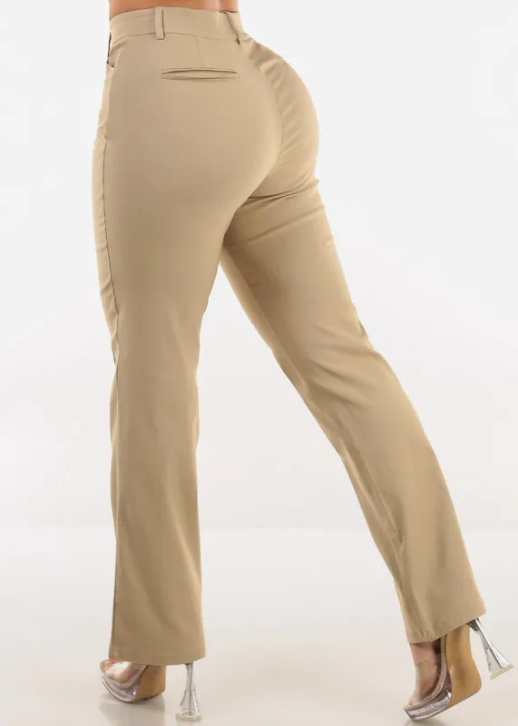 Butt lift Super High Waist Stretch Bootcut Dress Pants Khaki sold by Moda