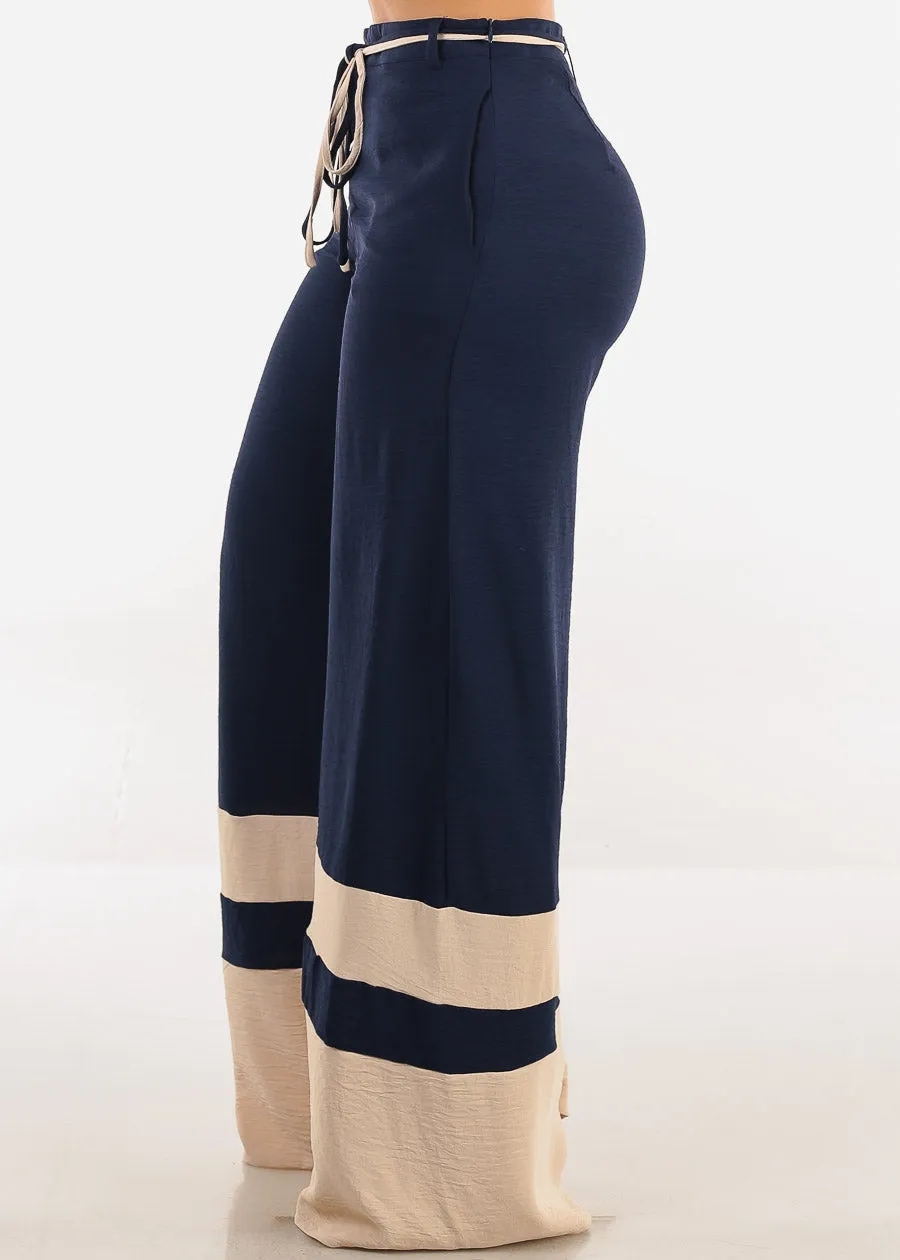 Super High Waist Wide Leg Pants Navy & Khaki sold by Moda product image thumbnail 4