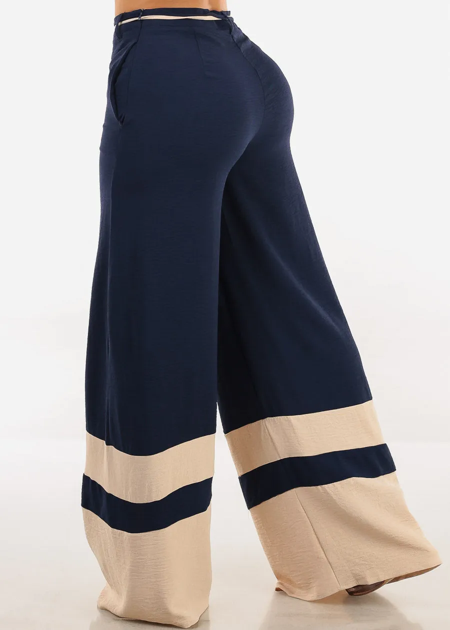 Super High Waist Wide Leg Pants Navy & Khaki sold by Moda product image thumbnail 5