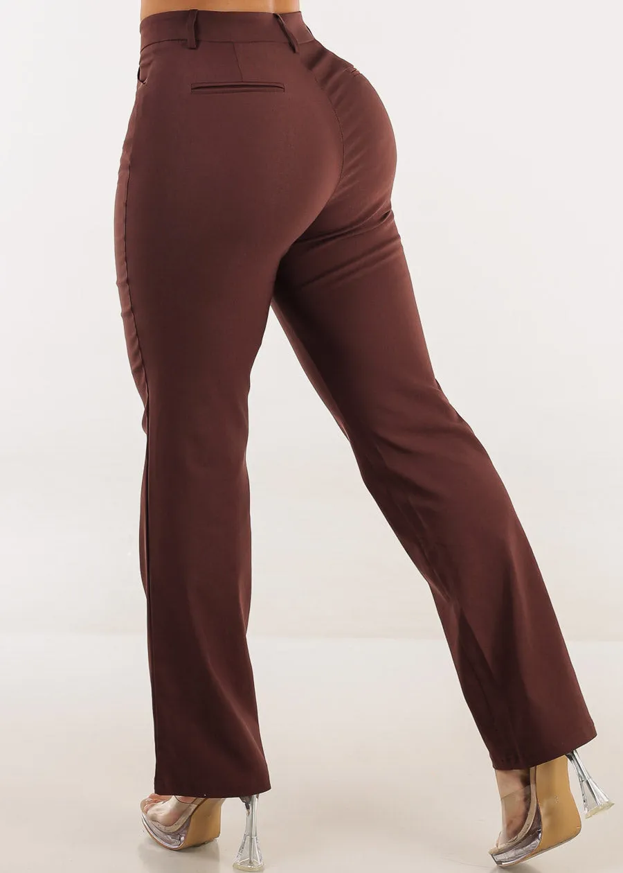 Butt lift Super High Waist Stretch Bootcut Dress Pants Brown sold by Moda