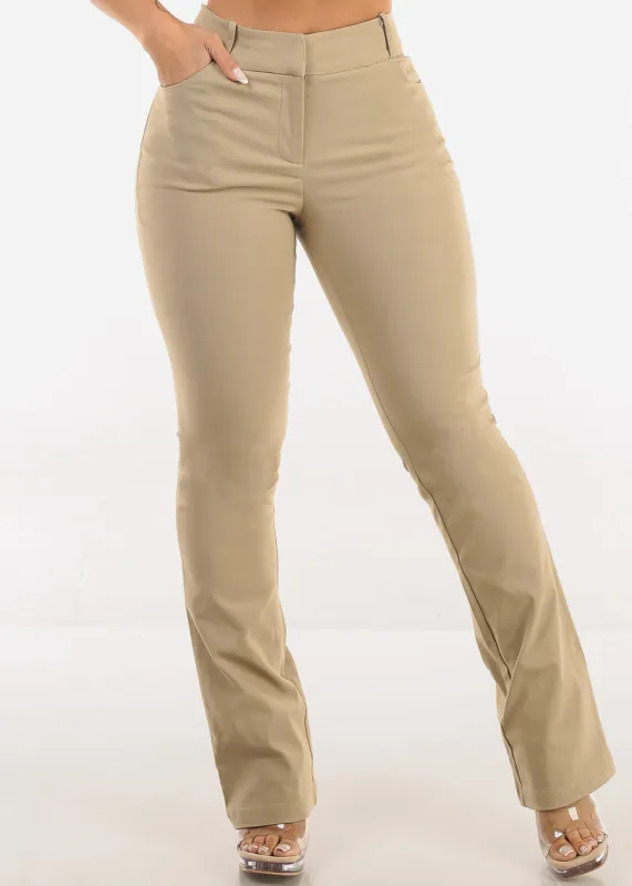 High Waist Stretch Bootcut Dress Pants Khaki sold by Moda