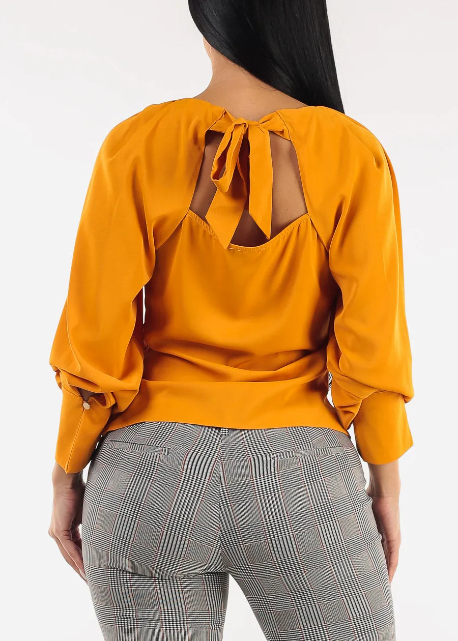 Long Sleeve Pleated Blouse Mustard sold by Moda product image thumbnail 4
