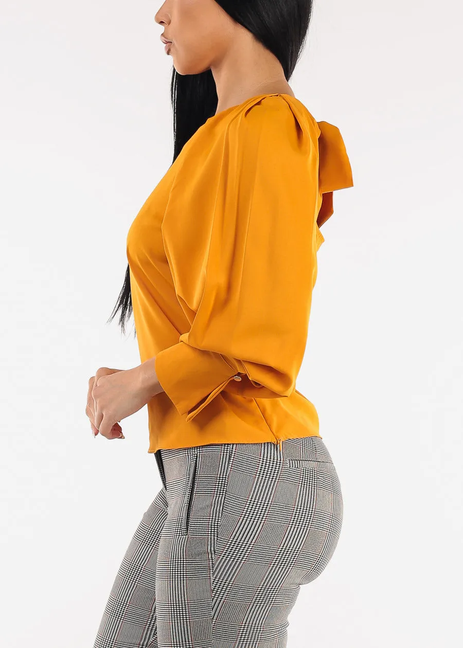 Long Sleeve Pleated Blouse Mustard sold by Moda product image thumbnail 3