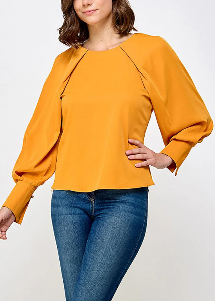 Long Sleeve Pleated Blouse Mustard sold by Moda product image thumbnail 5