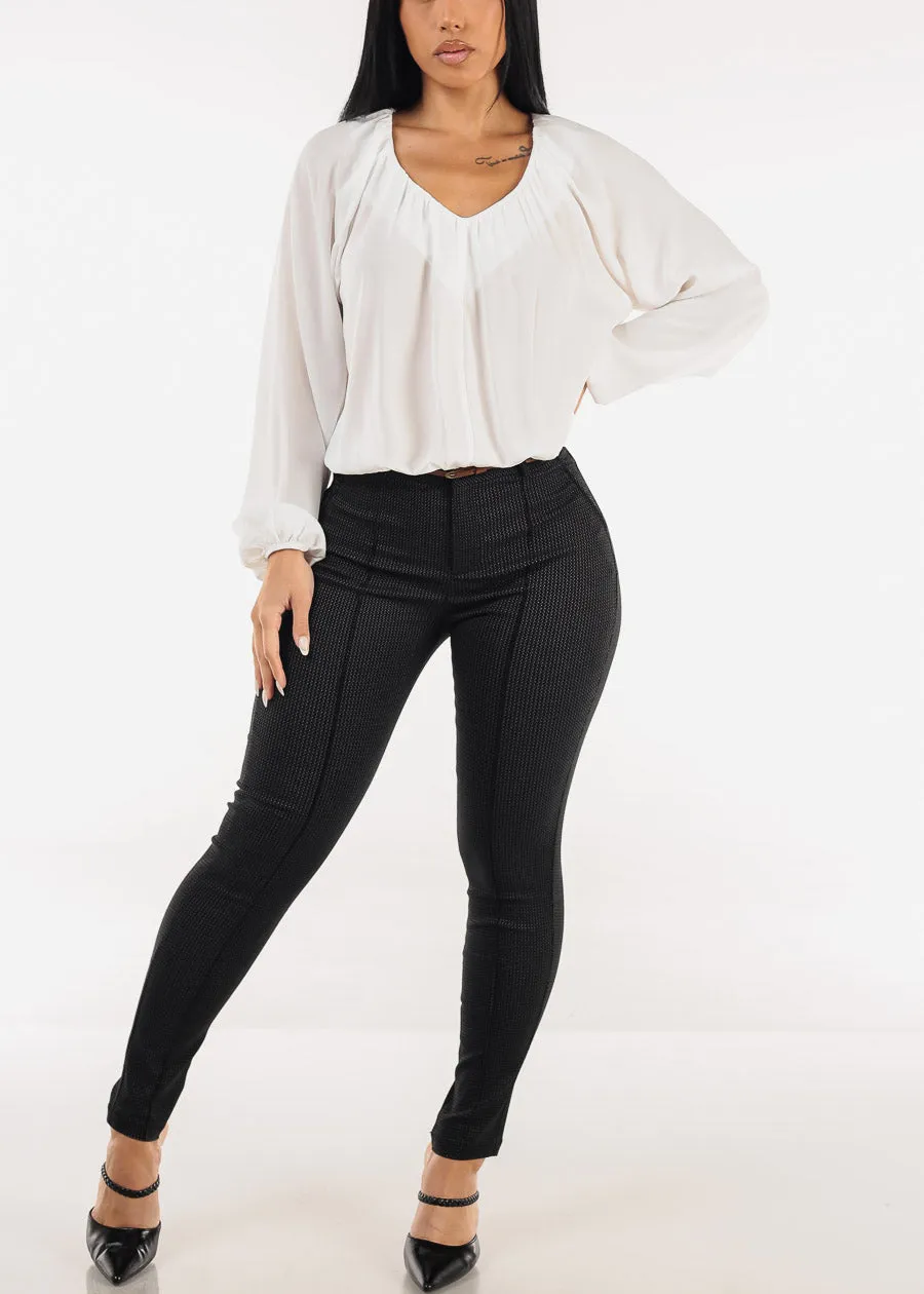 Butt lift Super High Waist Stretch Printed Skinny Pants Black sold by Moda product image thumbnail 2