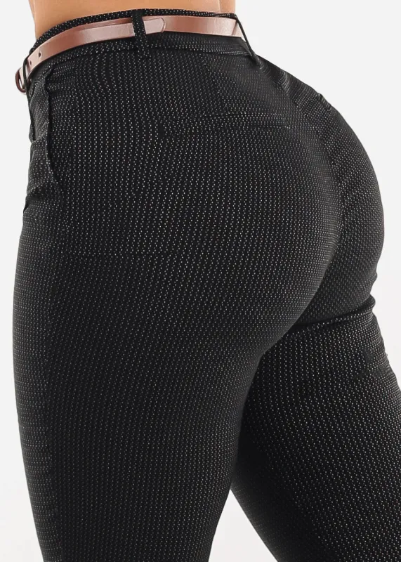 Butt lift Super High Waist Stretch Printed Skinny Pants Black sold by Moda