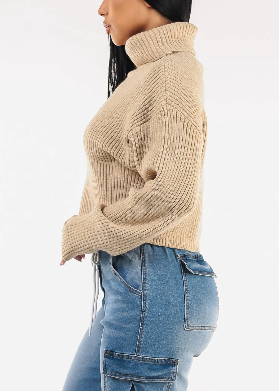 Long Sleeve Turtleneck Sweater Oatmeal sold by Moda product image thumbnail 3