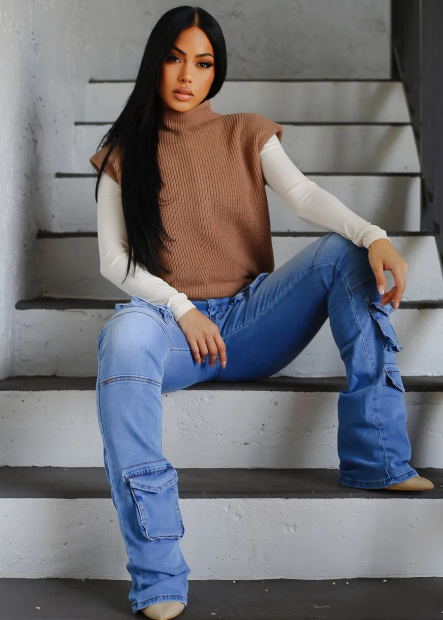 Long Sleeve Half Button Up Stretch Ribbed Top Ivory sold by Moda product image thumbnail 2