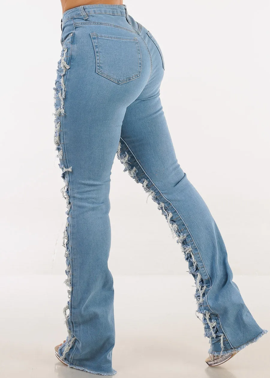 High Waist Ultra Distressed Stacked Leg Jeans Blue sold by Moda product image thumbnail 4
