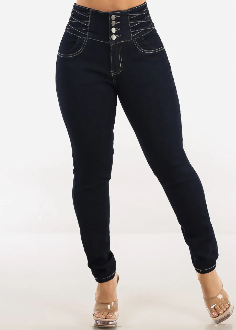 Butt Lift Super High Waist Skinny Jeans Dark Wash sold by Moda product image thumbnail 3
