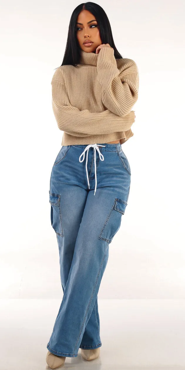 Khaki Cargo Denim Outfit sold by Moda