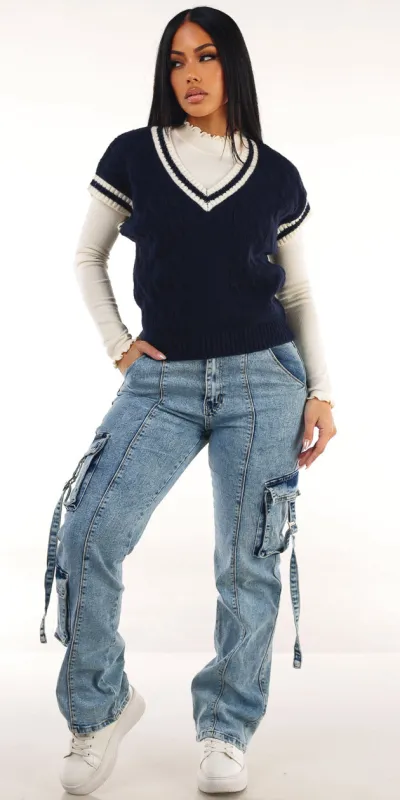 Knit Ivory Cargo Denim Trio sold by Moda