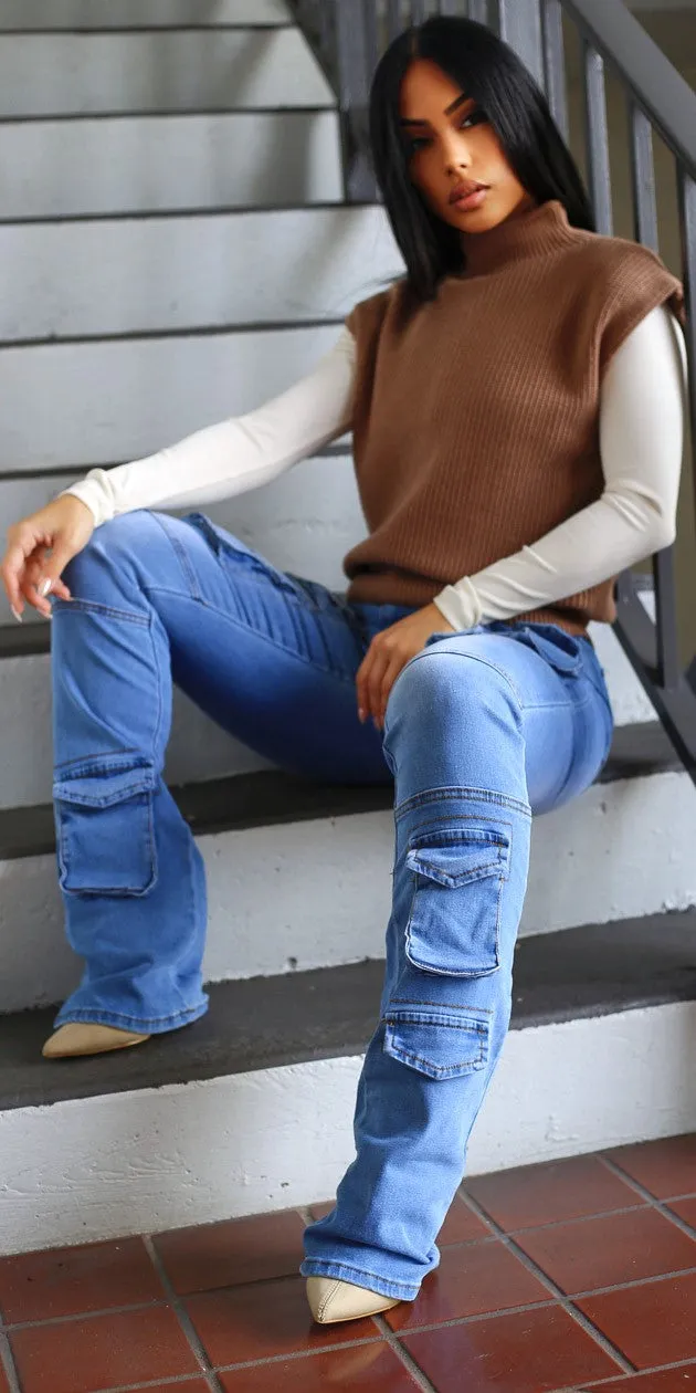 Knit Ivory Cargo Denim Trio sold by Moda