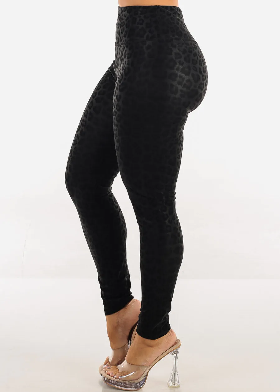 Stretchy Super High Waist Leopard Print Leggings Black sold by Moda product image thumbnail 4