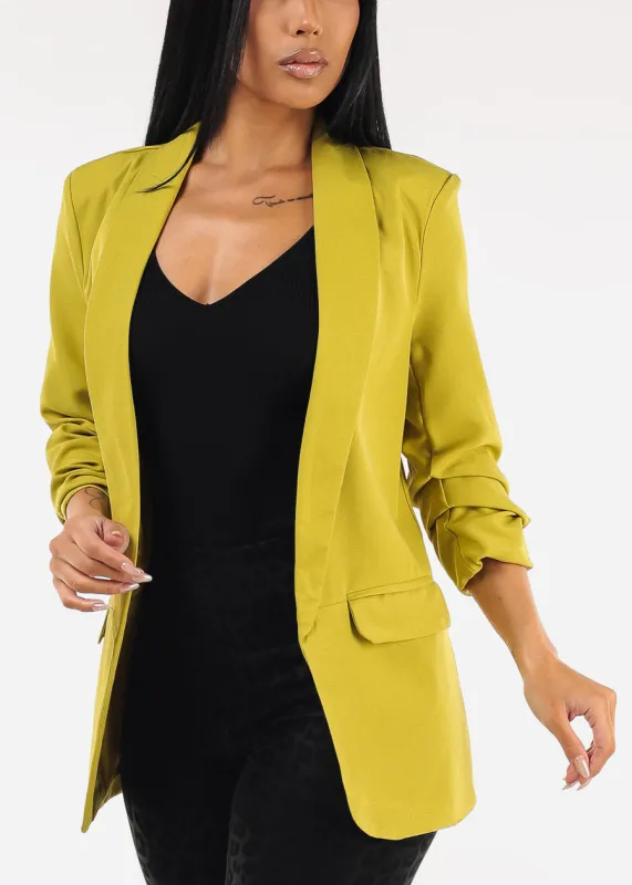Quarter Sleeve Open Front Formal Blazer Lime sold by Moda