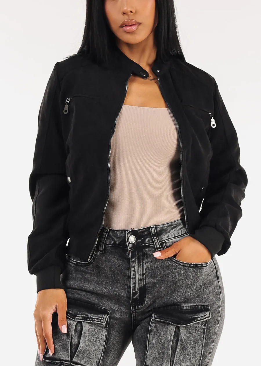 Long Sleeve Zip Up Jacket Black sold by Moda